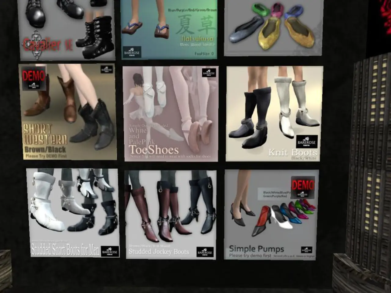 In the image there are shoe ad posters on the wall.