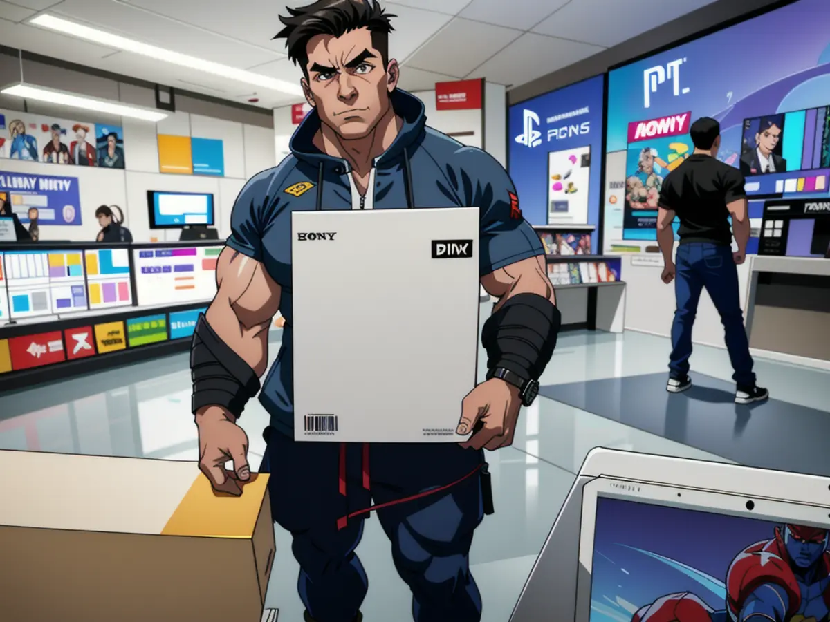 A patron departs following their acquisition of the fresh Sony PlayStation PS5 in Seoul on November 12, 2020, following Sony's global release of the new gaming device in selected regions.