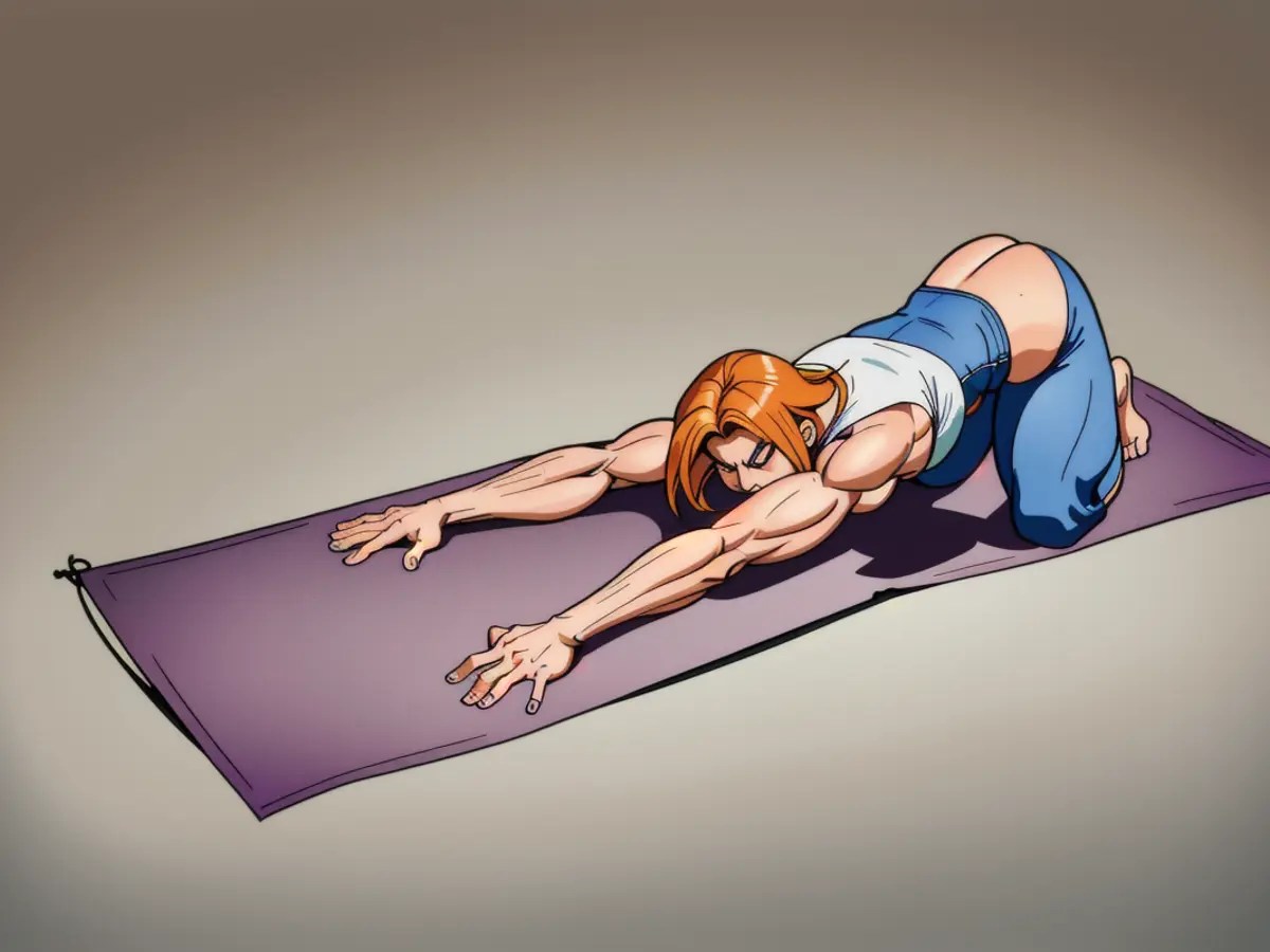 Woman in Her Residence Executing Yoga Position Called Balasana Female Individual Executing the Balaasana Exercise at Home