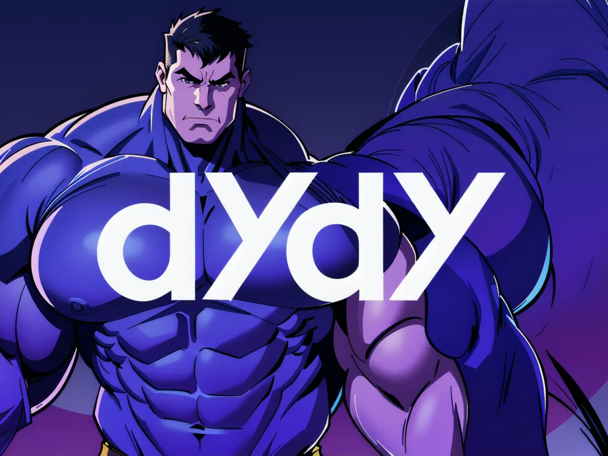 Figure depiction: Radical extremist gathering, displaying violent imagery and propaganda. Suspects are seen promoting racist ideology and armed activities. Significant surge of 80% in DYDX token's present circulating inventory.